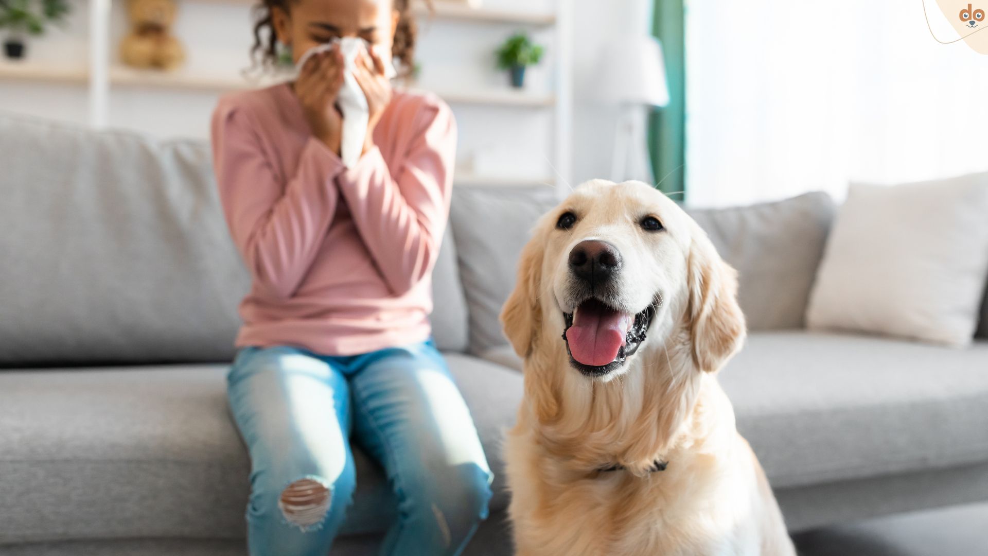 Kind niest hinter Hund Allergie