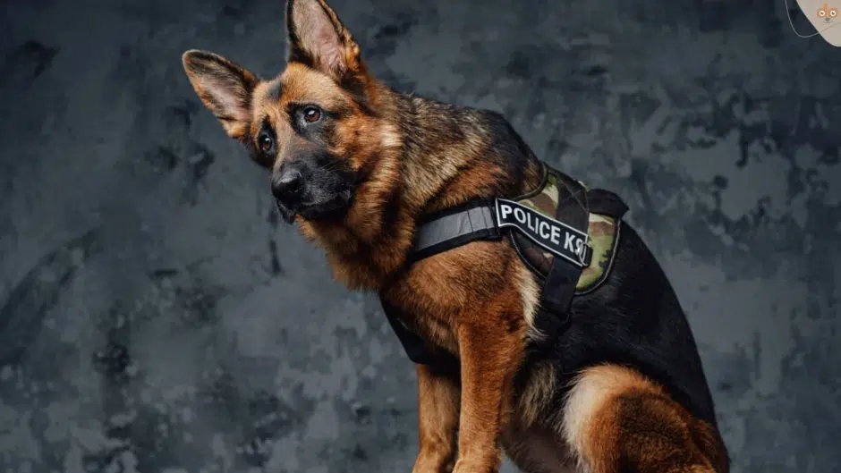 Polizeihund Schäferhund K9 Sorgenvoller Blick