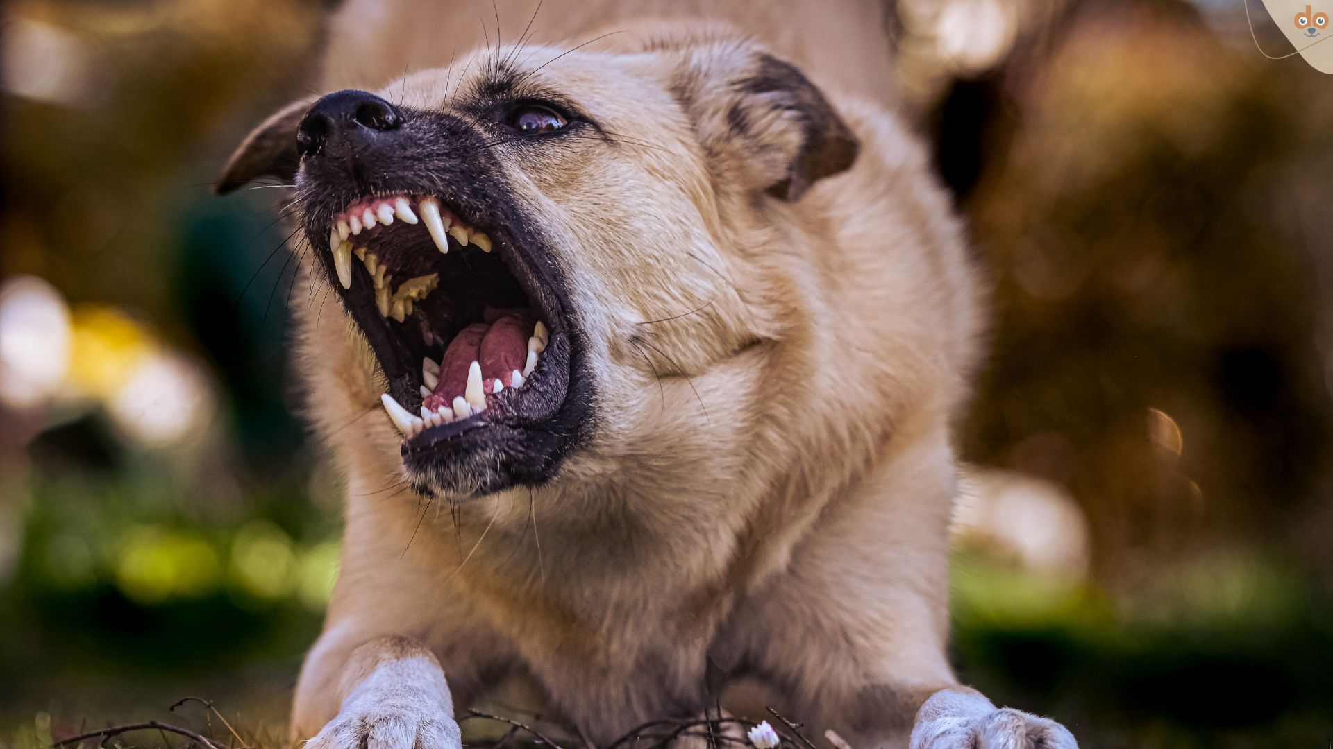 Hund zeigt Zähne aggressiv