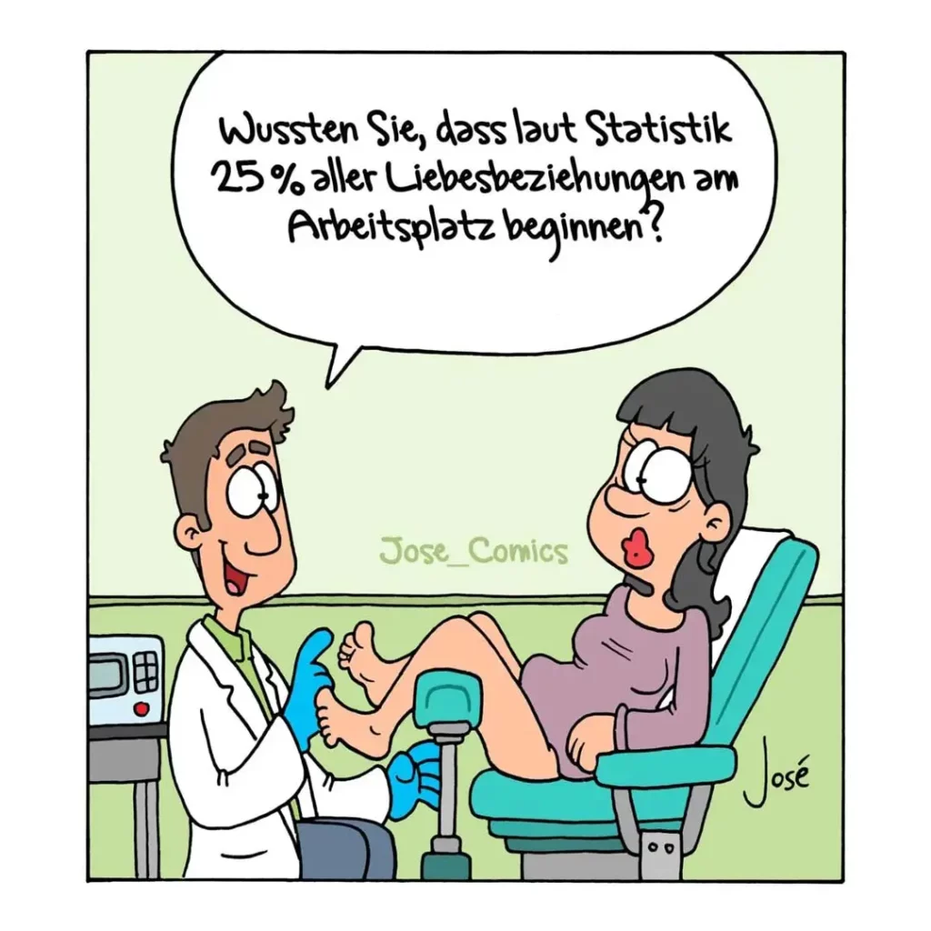 Zahnarzt in weissem Kittel spricht zu Patientin im Behandlungsstuhl, hält Statistik-Papier in der Hand