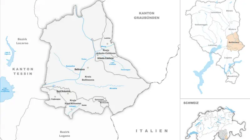 Distretto di Bellinzona - karte distretto di bellinzona