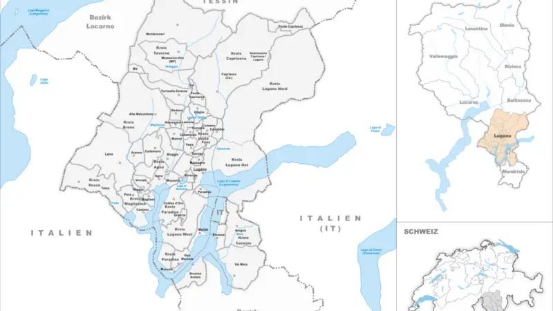 Distretto di Lugano - karte distretto di lugano