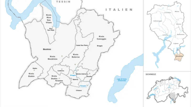 Distretto di Mendrisio - karte distretto di mendrisio