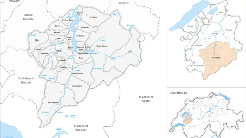 District de la Gruyère - karte district de la gruyere