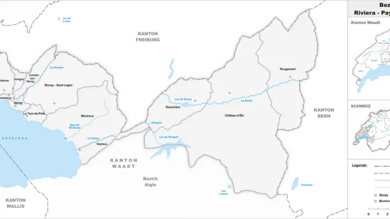District de la Riviera-Pays-d'Enhaut - karte district de la riviera pays denhaut