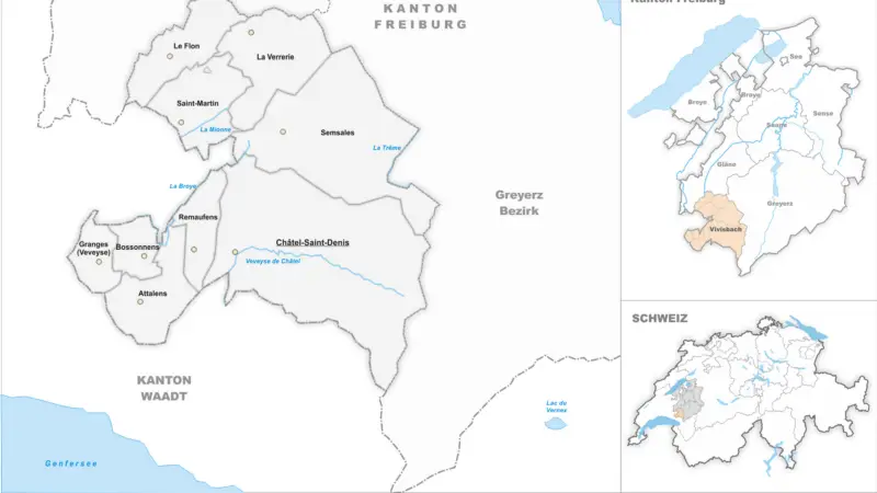 District de la Veveyse - karte district de la veveyse