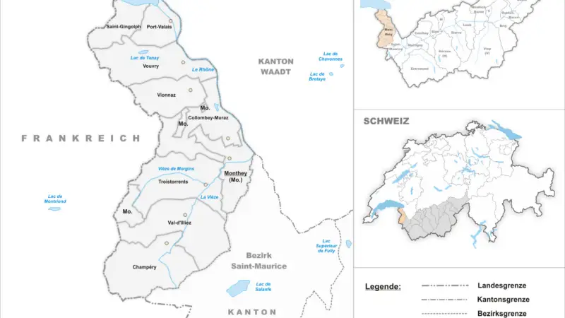 District de Monthey - karte district de monthey