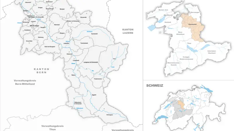 Verwaltungskreis Emmental - karte verwaltungskreis emmental
