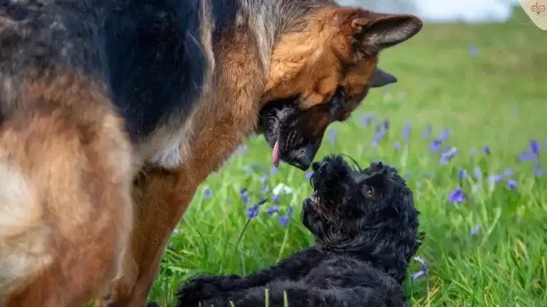zwei hunde schauen sich an