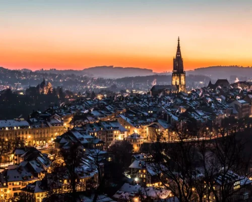 Stadt Bern bei Nacht