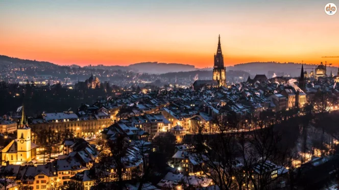Stadt Bern bei Nacht