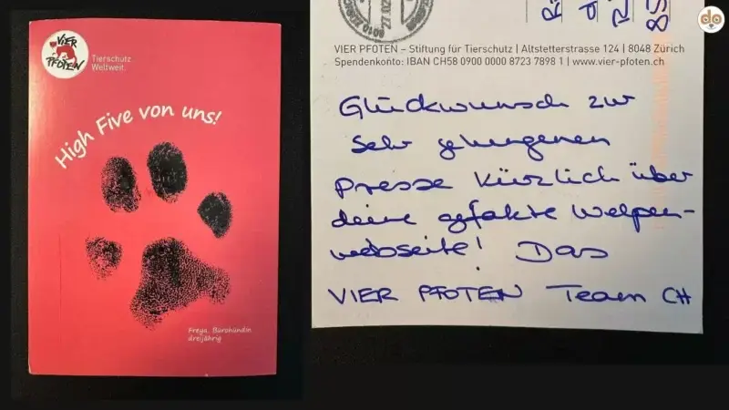 Dankeschön an VIER PFOTEN Schweiz