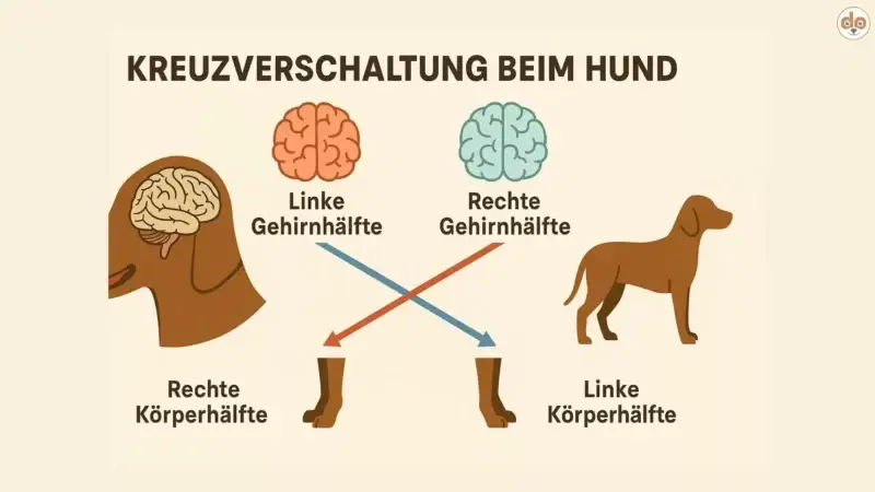 Wie beim Hund die rechte und linke Gehirnhälfte „gesteuert“ wird, die Kreuzverschaltung