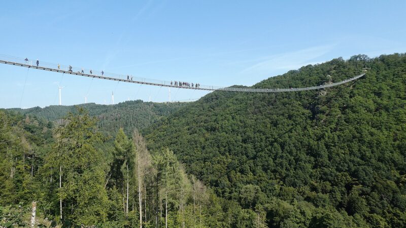 Geierlay-Hängeseilbrücke bei Mörsdorf: mit Hund über den Hunsrück-Abgrund