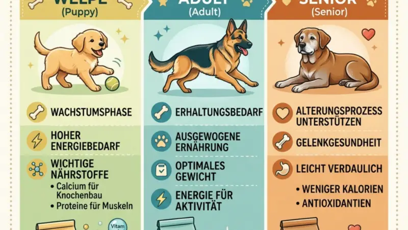 Hundefutter nach Lebensphase: Welpe, Adult, Senior