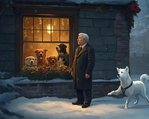 Geist der gegenwärtigen Weihnacht als Hund