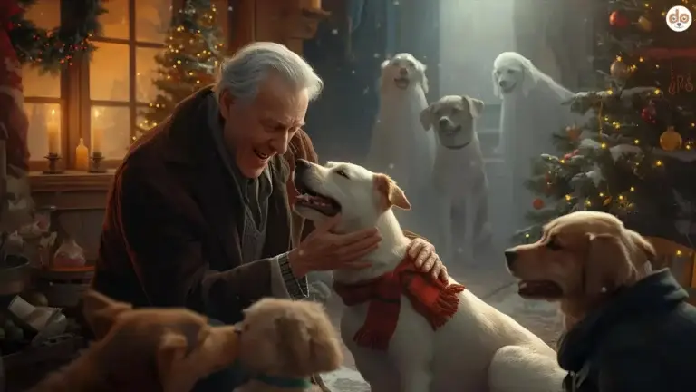 Ende der Weihnachtsgeschichte mit Hunden