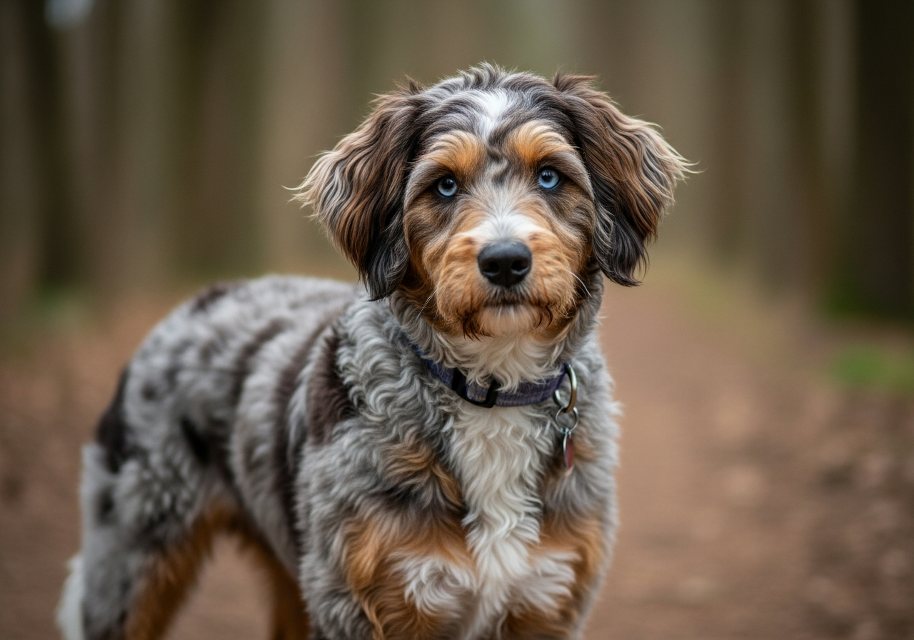 Foto eines Aussiedoodle – KI-generiert (Imagen 4) für rundum.dog