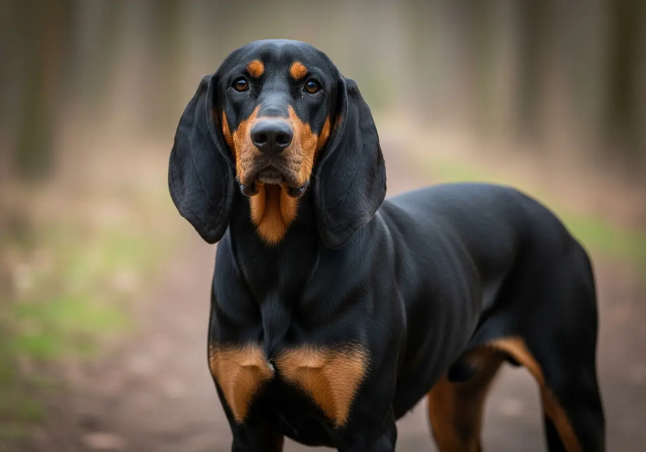 Foto eines Black and Tan Coonhound – KI-generiert (Imagen 4) für rundum.dog