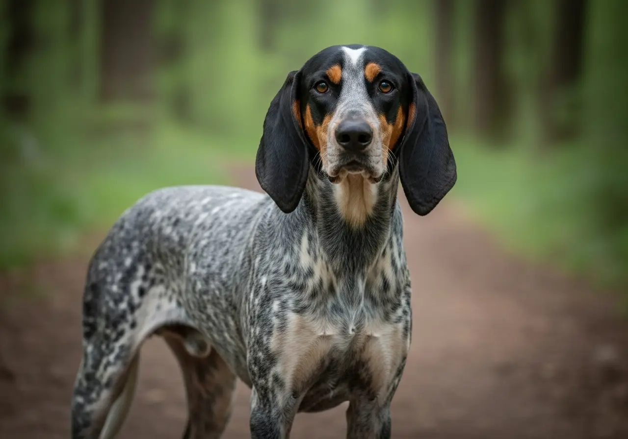 Foto eines Bluetick Coonhound – KI-generiert (Imagen 4) für rundum.dog