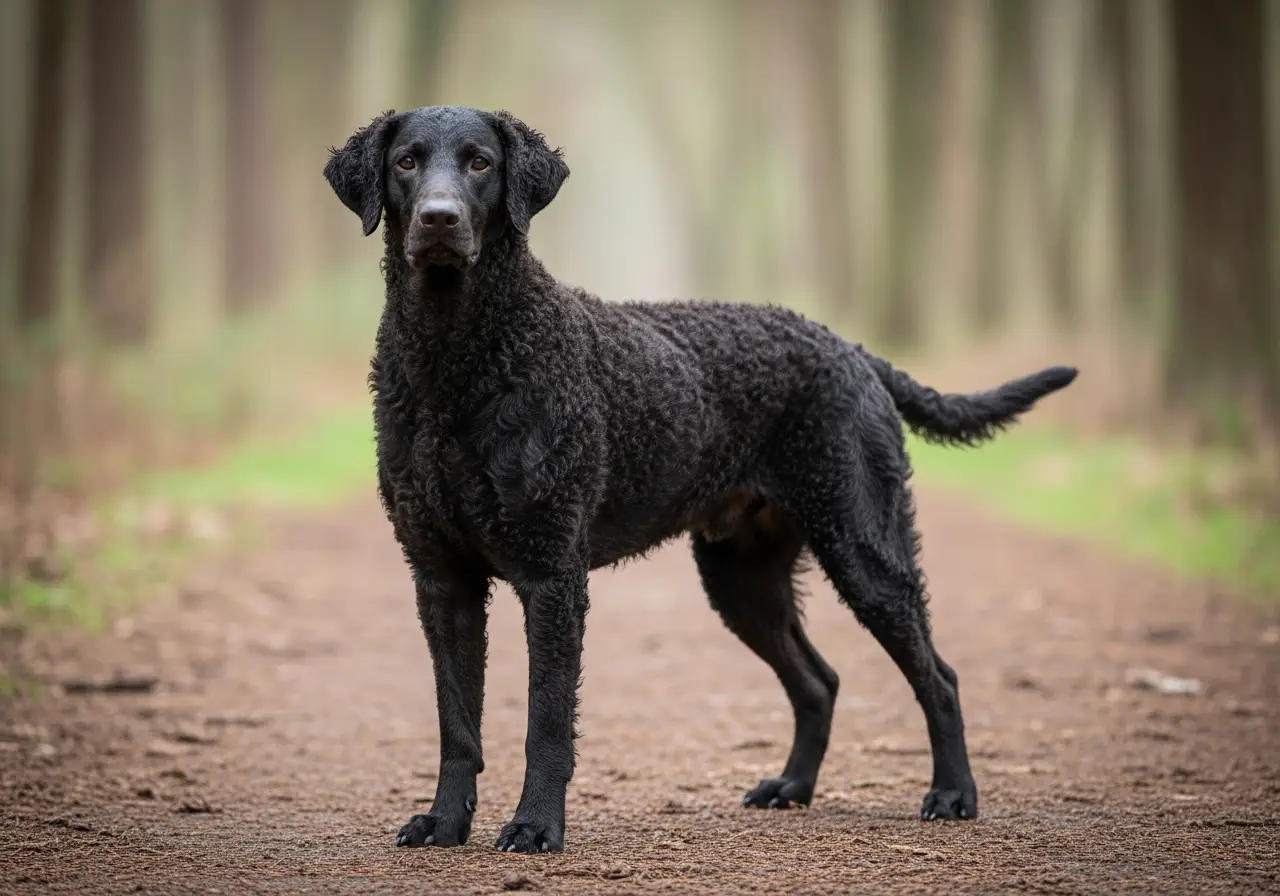 Foto eines Curly Coated Retriever – KI-generiert (Imagen 4) für rundum.dog