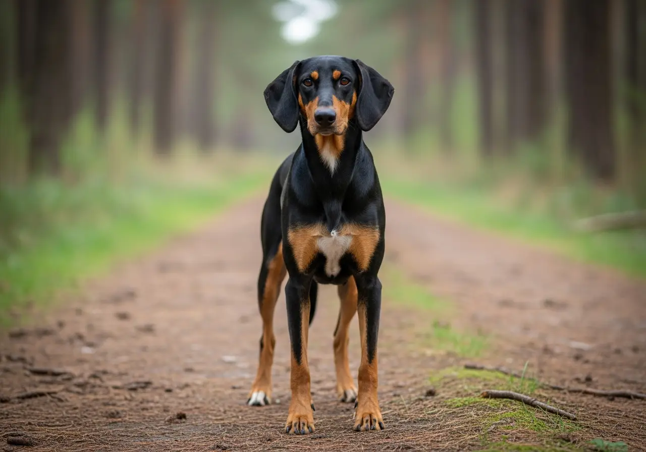 Foto eines Hellinikos Ichnilatis (Griechischer Laufhund) – KI-generiert (Imagen 4) für rundum.dog