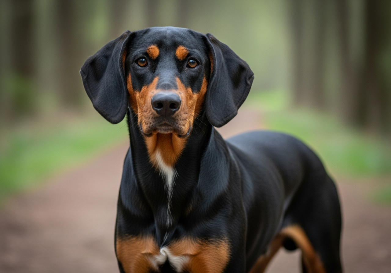 Foto eines Montenegrinischer Gebirgslaufhund (Crnogorski Planinski Gonič) – KI-generiert (Imagen 4) für rundum.dog