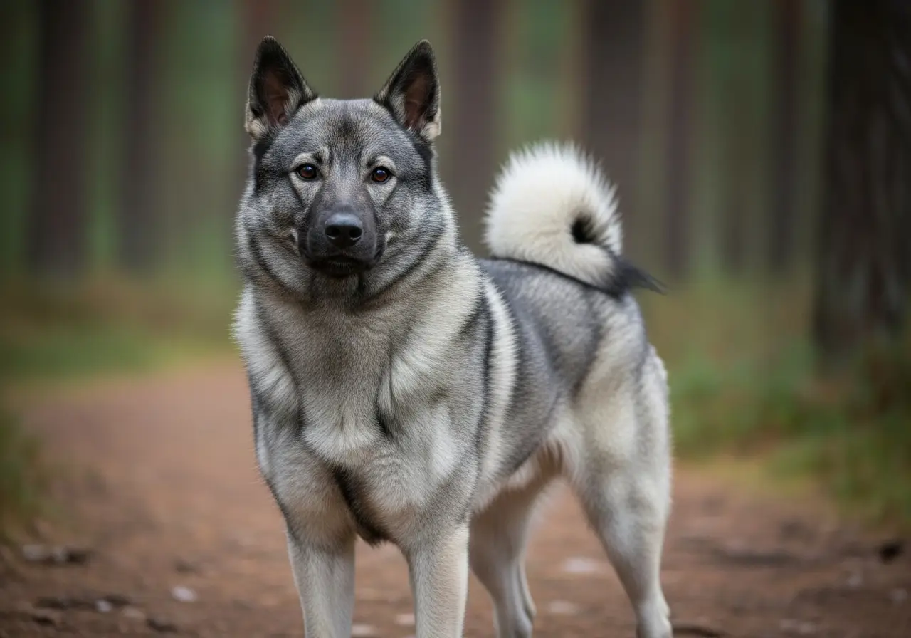 Foto eines Norwegischer Elchhund (grau) – KI-generiert (Imagen 4) für rundum.dog