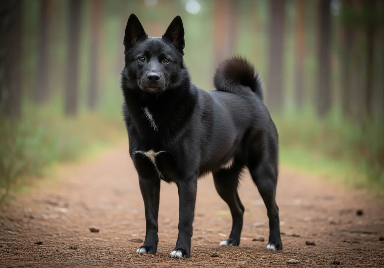 Foto eines Norwegischer Elchhund (schwarz) – KI-generiert (Imagen 4) für rundum.dog