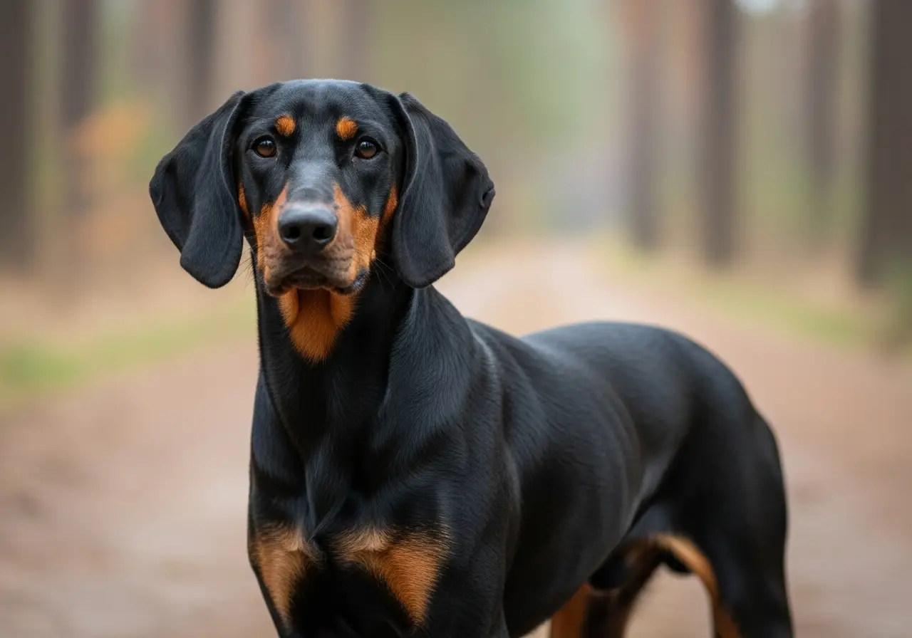 Foto eines Slovensky Kopov (Slowakische Schwarzwildbracke) – KI-generiert (Imagen 4) für rundum.dog