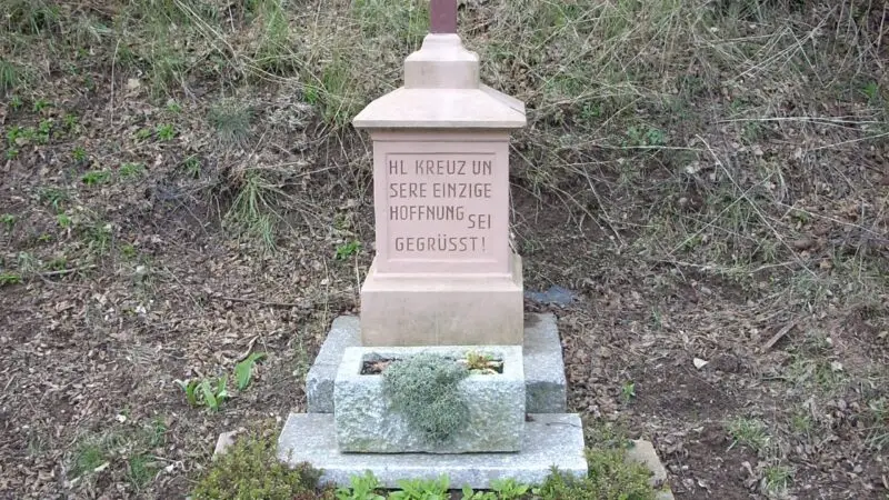 Nahequellenpfad (Selbach bei St. Wendel) - Selbach Kreuz Birkenfelder StraC39Fe Ortsausgang 20080413 02