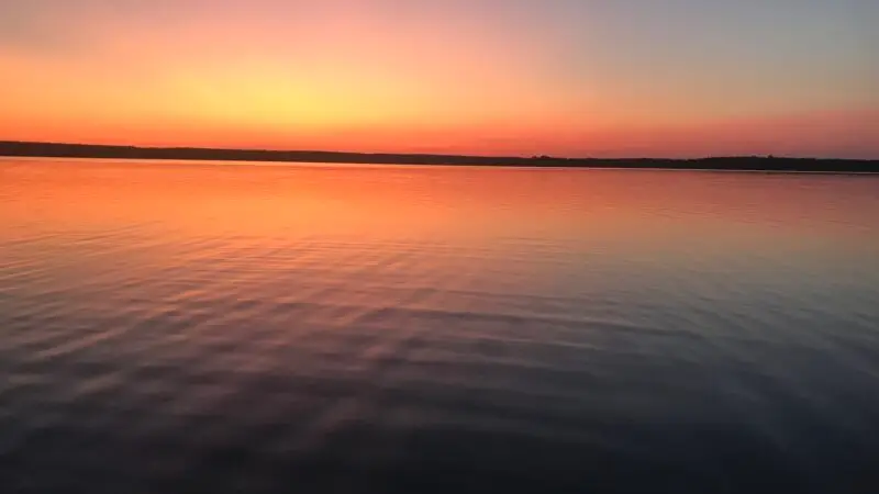 Talsperre Spremberg (Spremberger Stausee) - Talsperre Spremberg im Sonnenuntergang