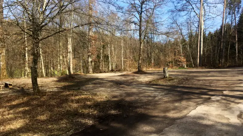 Naturpark Schönbuch (Goldersbachtal / Wanderwege ab Bebenhausen) - Wanderparkplatz Pfeifferstein bei TC3BCbingen Bebenhausen