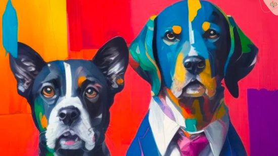 Gemahltes Bild Bürohund